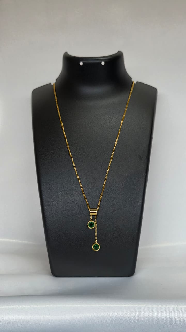 Two-Length Dangling Green Gemstone — view 2